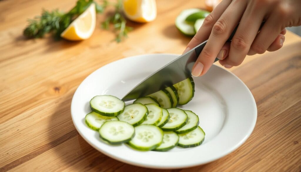 Cucumber Slicing Techniques for Salmon Roll Cucumber Slicing Techniques for Salmon Roll
