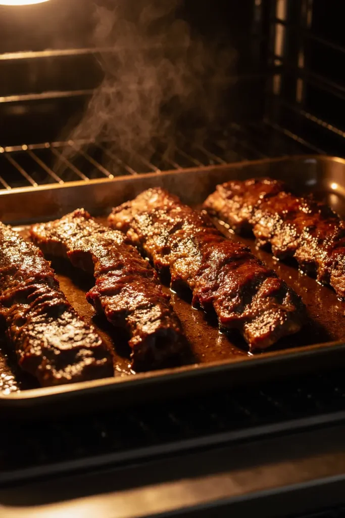 boneless beef spare ribs glazed and caramelized