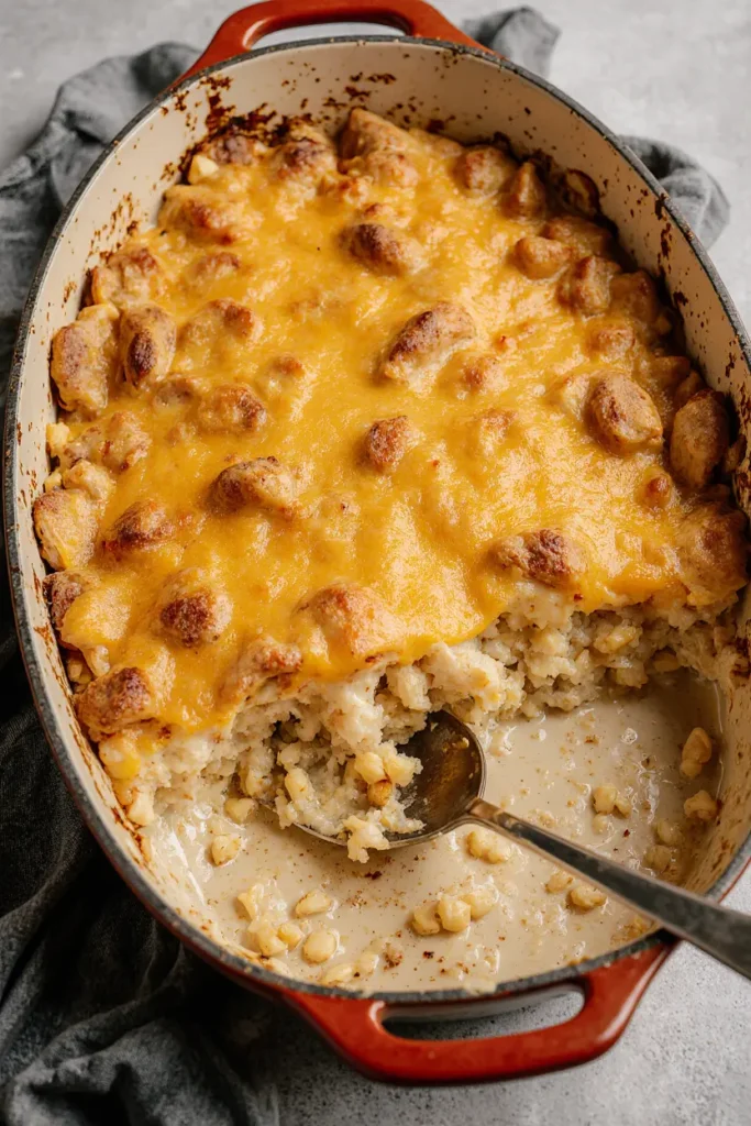 King Ranch Chicken Recipe baked casserole with melted cheese