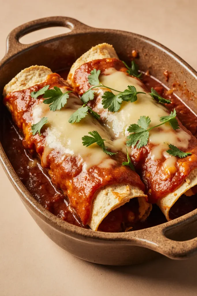 beef enchiladas with corn tortillas assembly