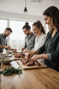 Person preparing food in a home kitchen