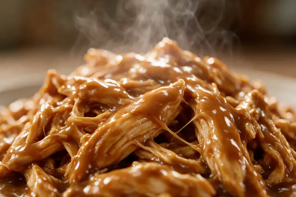 Chicken and gravy served over creamy mashed potatoes with parsley